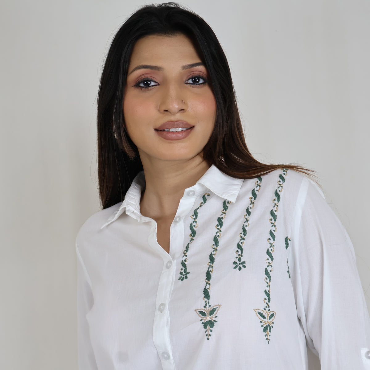 MYRA  HAND EMBROIDERED PURE COTTON SHIRT