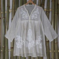 NIMI Chanderi Silk Cotton Hand Embroidered Tunic Dress: Made to Order/Customizable