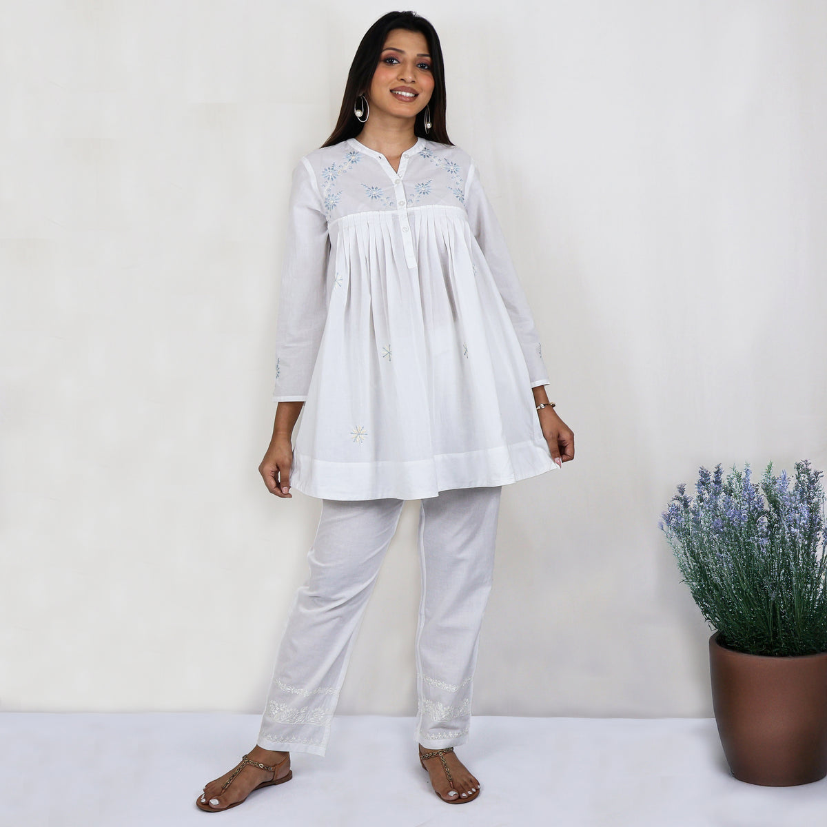 SIMI Pure Cotton Hand Embroidered Tunic Dress