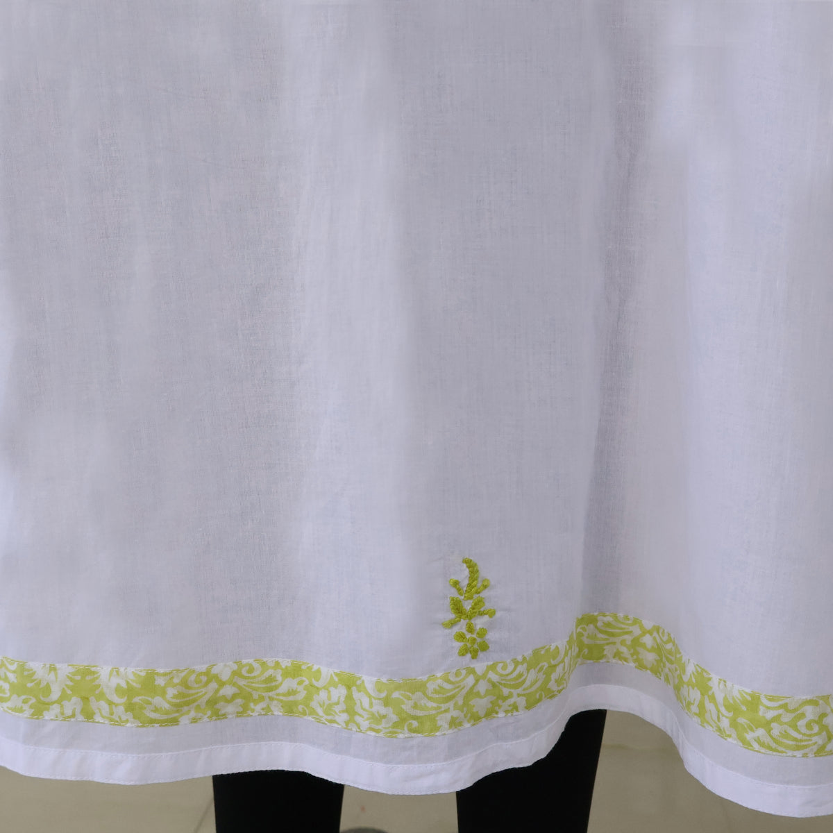 PANKHURI Soft Cotton Block Print, Hand Embroidered Long Tunic Dress