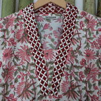 PALLAVI Pure Cotton, Jaipuri Block Print, Hand Embroidered Long Tunic Dress