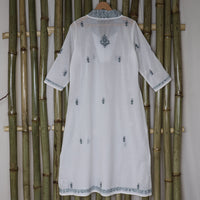PALLAVI Pure Cotton, Jaipuri Block Print, Hand Embroidered Long Tunic Dress