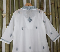 PALLAVI Pure Cotton, Jaipuri Block Print, Hand Embroidered Long Tunic Dress