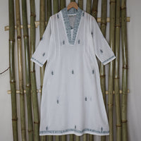 PALLAVI Pure Cotton, Jaipuri Block Print, Hand Embroidered Long Tunic Dress