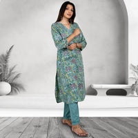 SATYA Pure Cotton, Jaipuri Block Print, Hand Embroidery Kurta with Chitra Pants