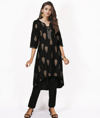 Sejal Pure Cotton Embroidered Block Print Style Tunic with High Low Hem; Made to Order/Customizable