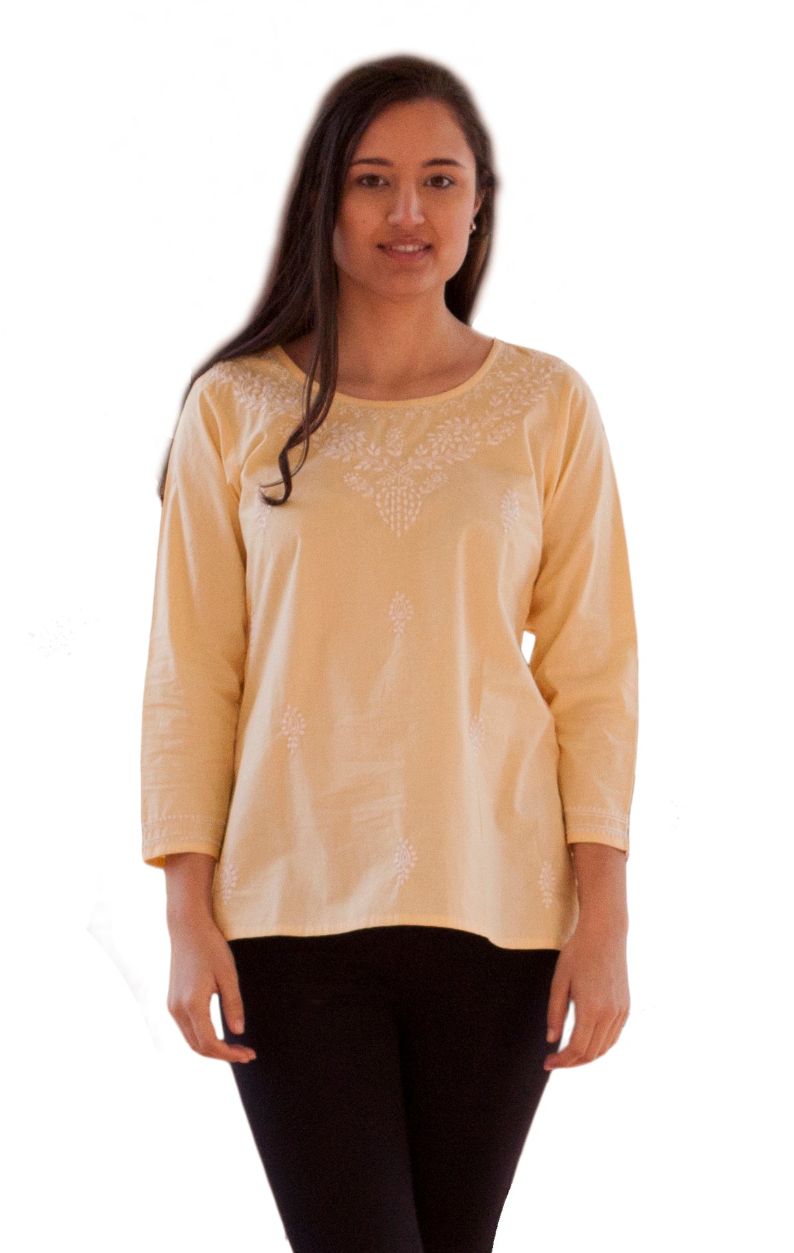Eri Hand Embroidered Pure Cotton Short Tunic Top