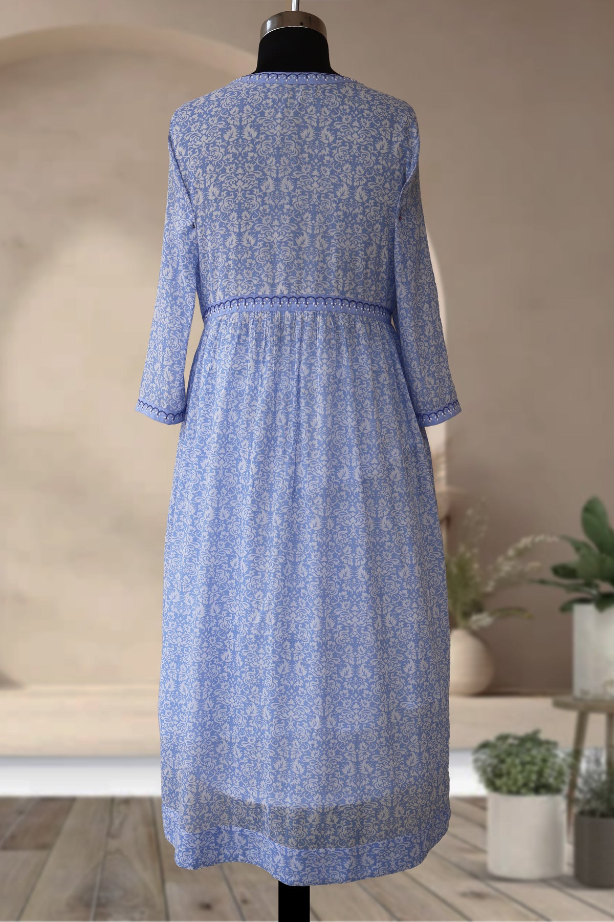 VRISHTI Pure Cotton Block Print, Red Long Dress Kurta