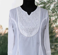 JIYA Hand Embroidered Pure Cotton Long Kurta Tunic Dress