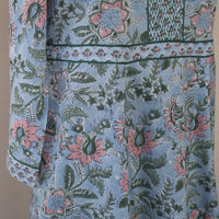 KAAYA Cotton, Jaipuri Block Print with Hand Embroidered Kurta Dress and Pant