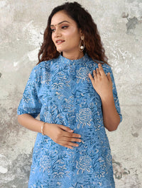 SHIKHA Block Print Pure Cotton Women Long Slim Look Kurta Dress
