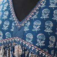 SRISHTI Pure Cotton Block Print, Red Long Dress Kurta