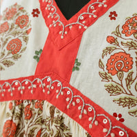 SRISHTI Pure Cotton Block Print, Red Long Dress Kurta