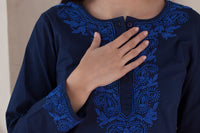 ADITI Pure Cotton Round Neck, Hand Embroidered Tunic, Kurti, Regular and Plus Sizes