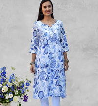AMAL Printed Pure Soft Cotton Long Tunic Kurta Dress: Made to Order