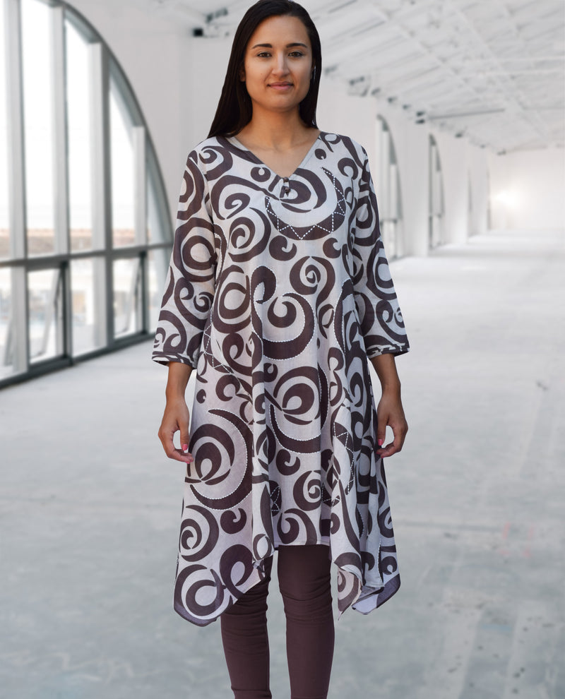 indian cotton dresses and tops Moomaya Printed Indian Top Long Kurti Dress Cotton Tunic Dresses For Women, Women's, Size: 2XL, Gray