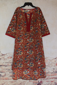 Ara Pure Cotton Embroidered Block Print Style Tunic with High Low Hem