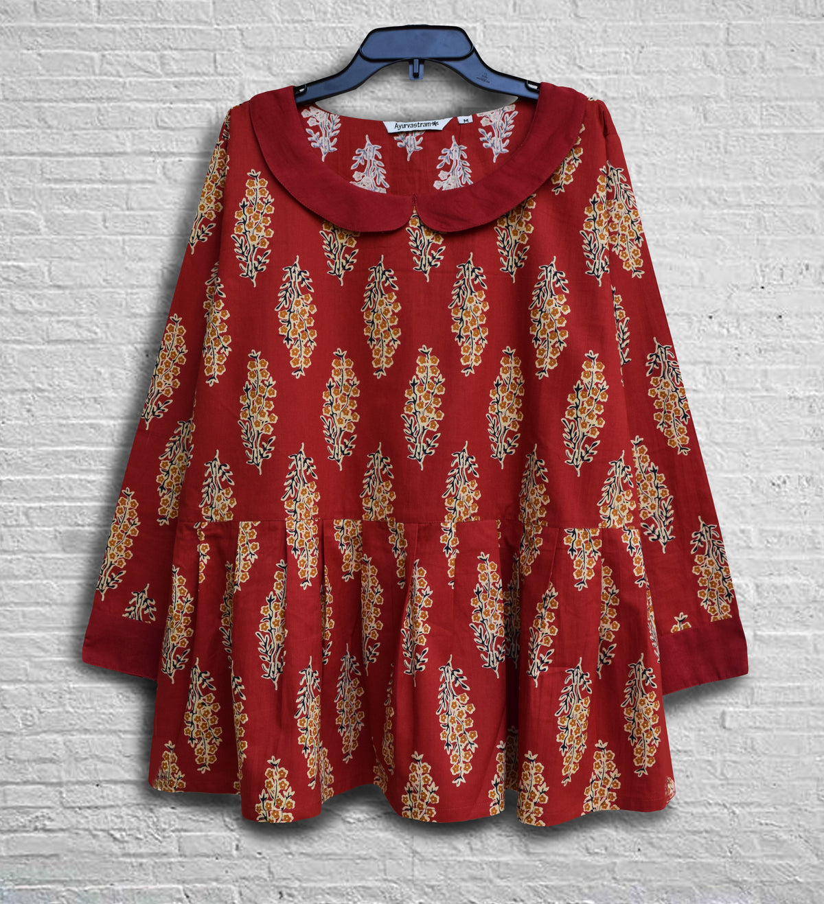 AVNI Printed Soft Cotton Hand Embroidered Peplum Top: Made to Order/Customizable