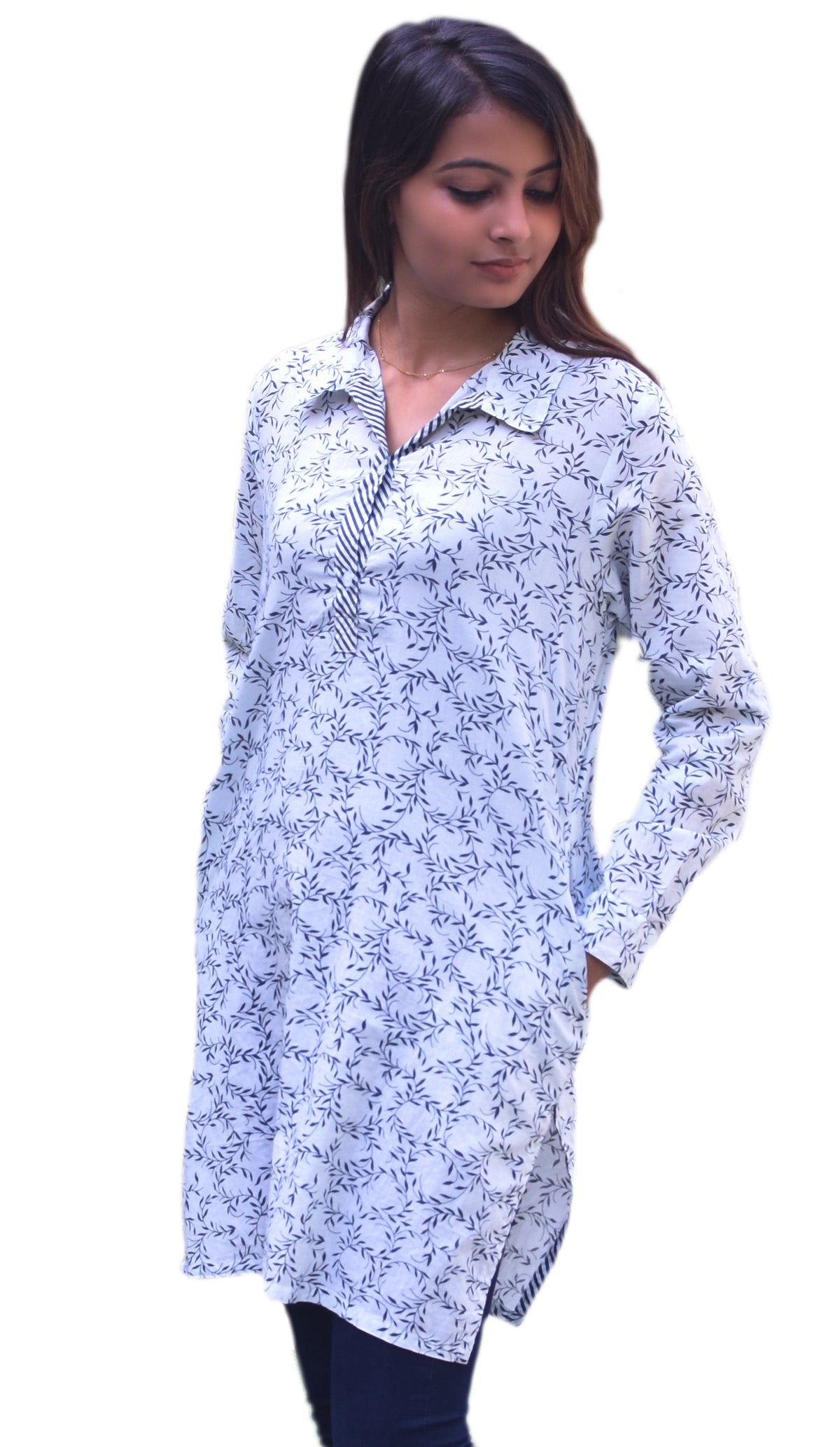Madhuri Block Print Style Pure Cotton Shirt Tunic