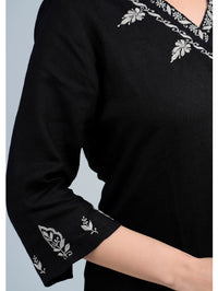 GARVI Linen-Cotton Hand Embroidered Tunic Kurti: Made to Order/Customizable
