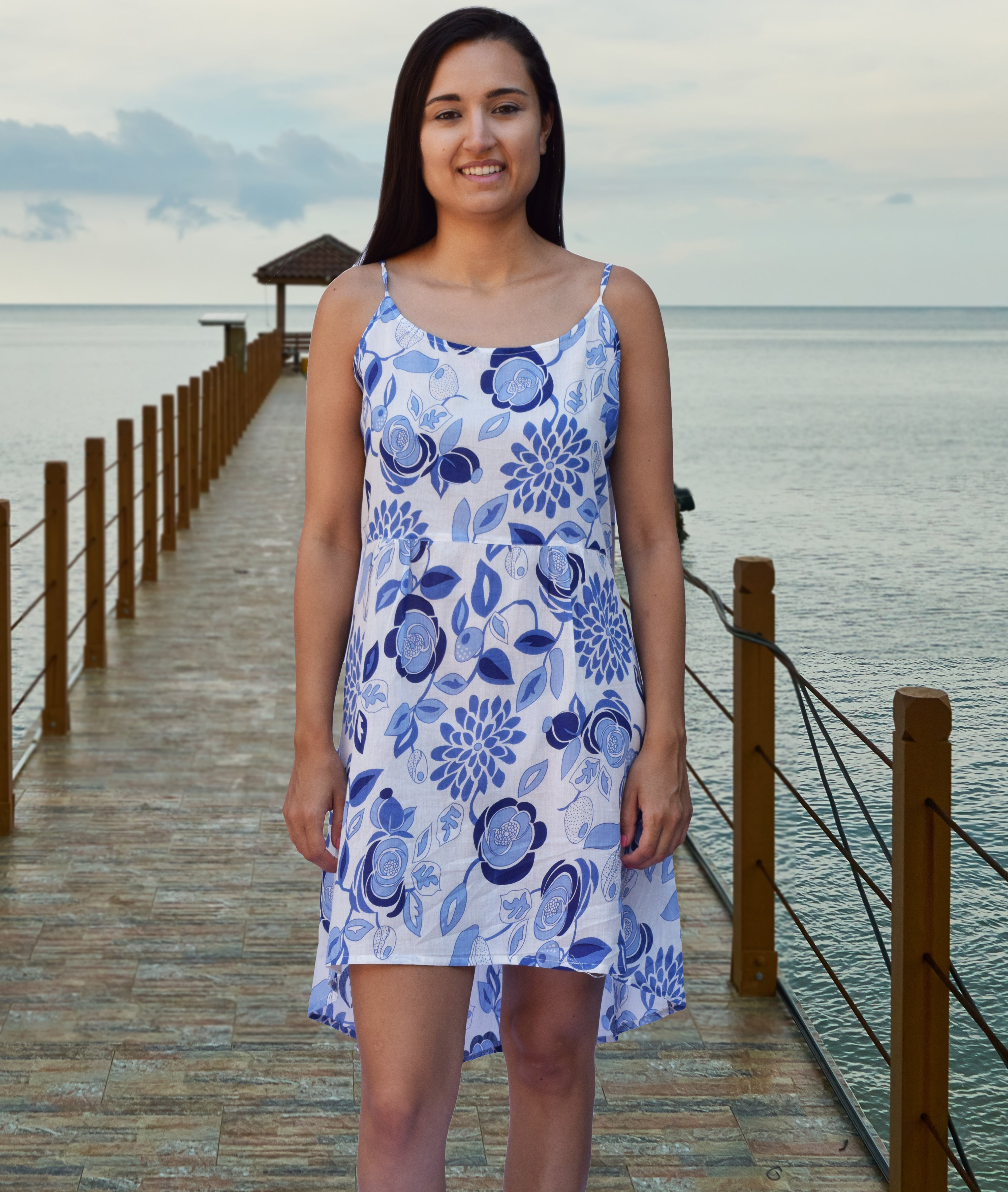 Blue Lino Printed Mulmul Cotton One Shoulder Dress | Womens wrap dress,  Sustainable clothing brands, Crop top lehenga