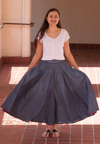 Fab Block Print Style Pure Cotton Multi Panel Flare Skirt
