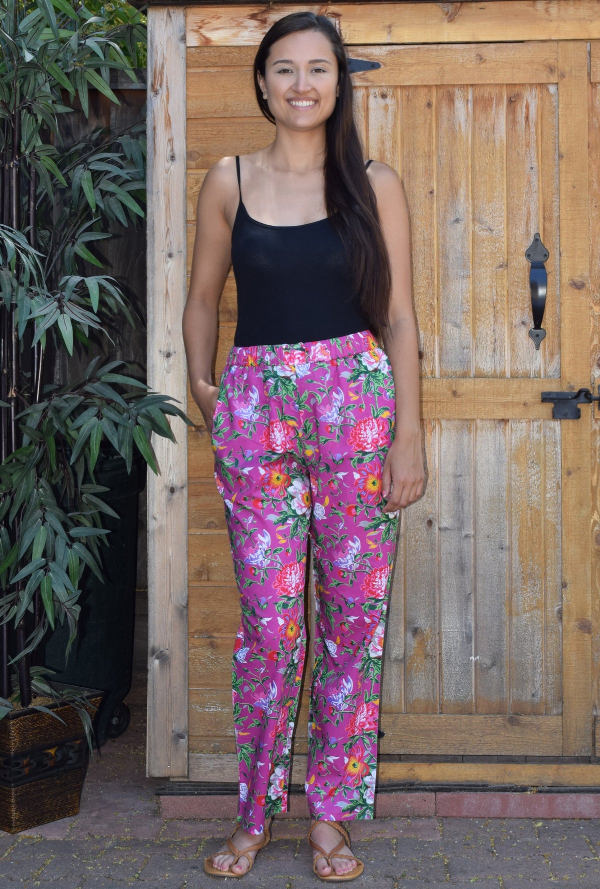 Summer Cotton Pajama Pants Women Flower Printed Trousers Loose
