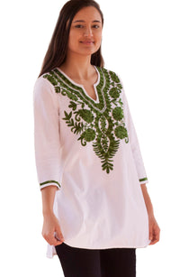 IVY Embroidered Mirror Work Printed Pure Cotton Tunic