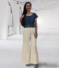 LUNA Pure Cotton Hand Embroidered Flared Bottom Pants: Made to Order, Customizable