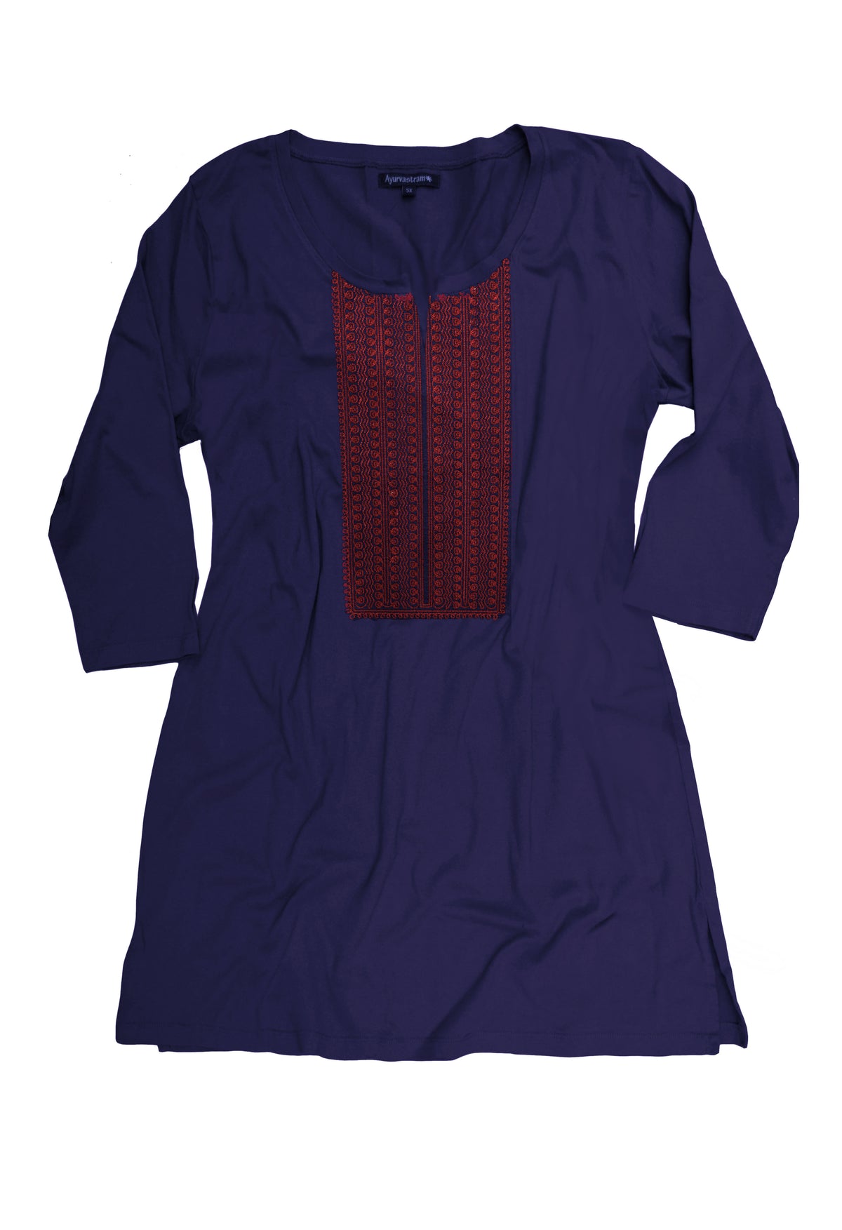ISHA Embroidered Pure Cotton Jersey Tunic – Ayurvastram