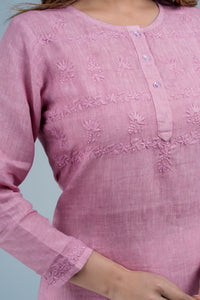 JAYA Linen-Cotton Hand Embroidered Tunic Kurti: Made to Order/Customizable