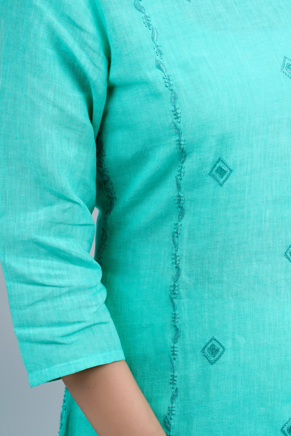 JUHI Linen-Cotton Hand Embroidered Tunic Kurti: Made to Order/Customizable