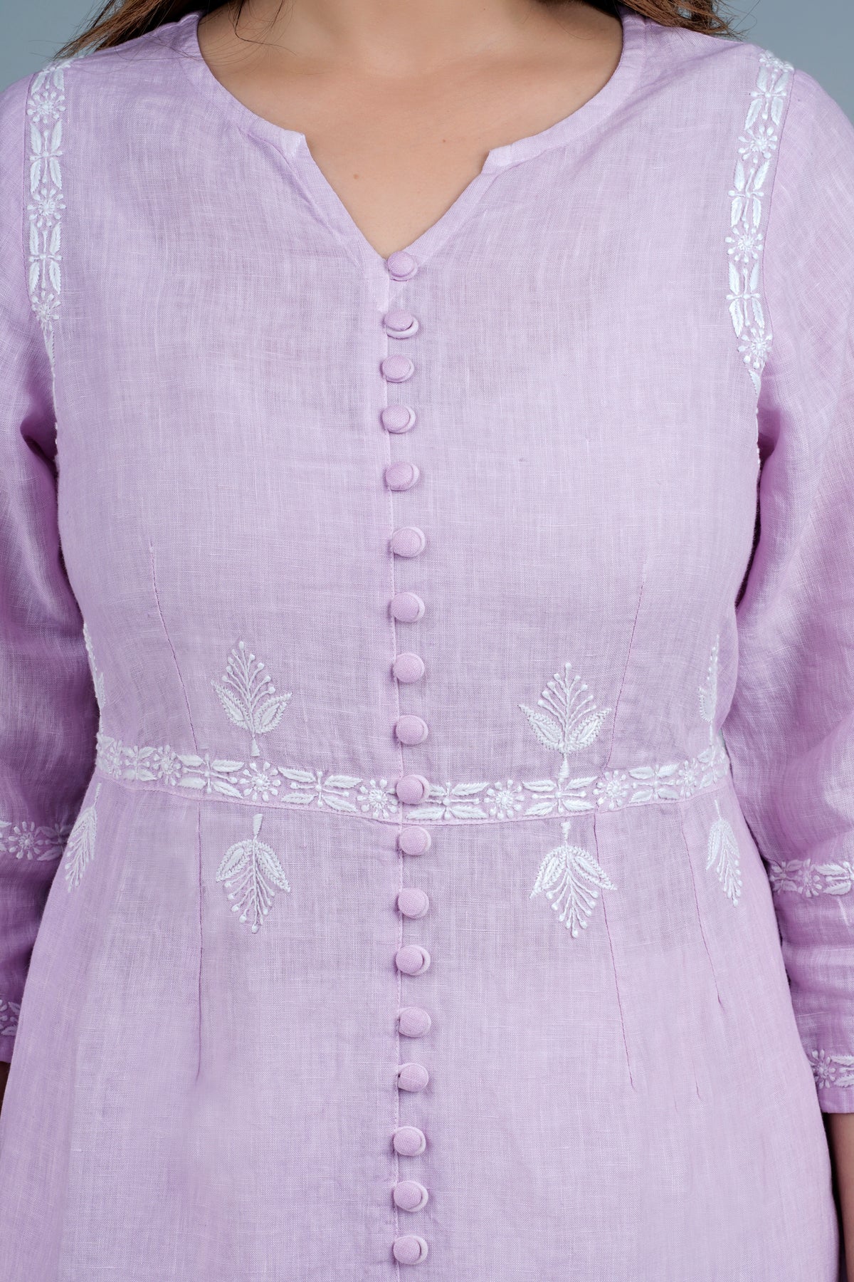 LALITA Linen-Cotton Hand Embroidered Tunic Kurti: Made to Order/Customizable