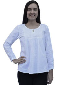 LISA Pure Cotton Hand Embroidered Boho Top, Blouse