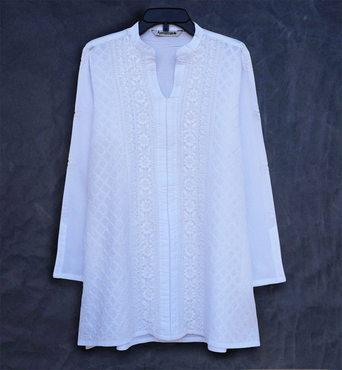 AYO Pure Cotton, Embroidered Tunic, Top, Kurti, with Tassles – Ayurvastram
