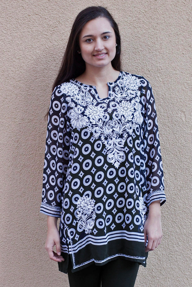 Neela Hand Embroidered Printed Georgette Tunic