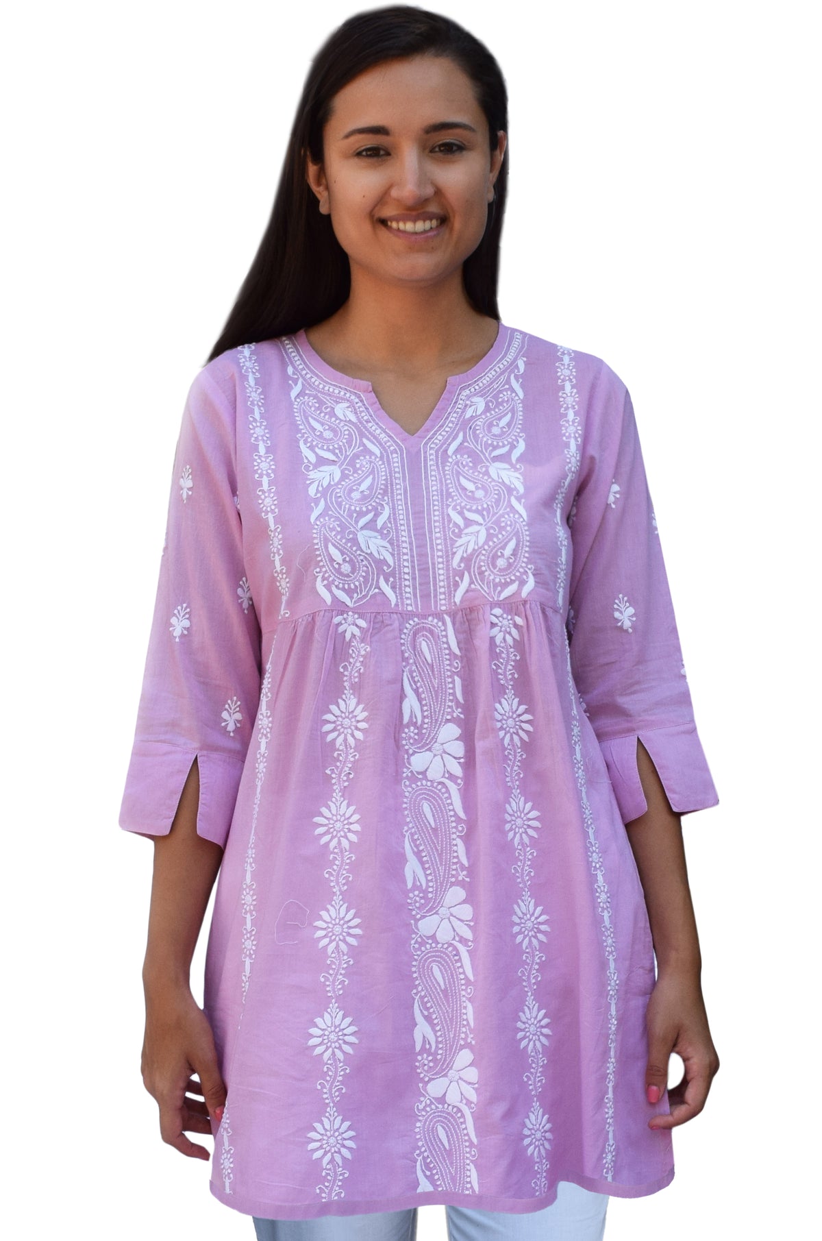 NEERA Hand Embroidered Pure Soft Cotton Tunic Kurta Dress: Made to Order/Customizable