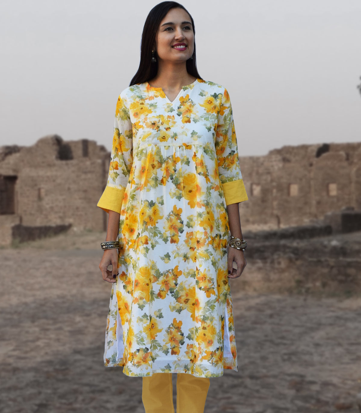 Nilsa Printed Pure Soft Cotton Long Tunic Kurta Dress: Made to Order/Customizable