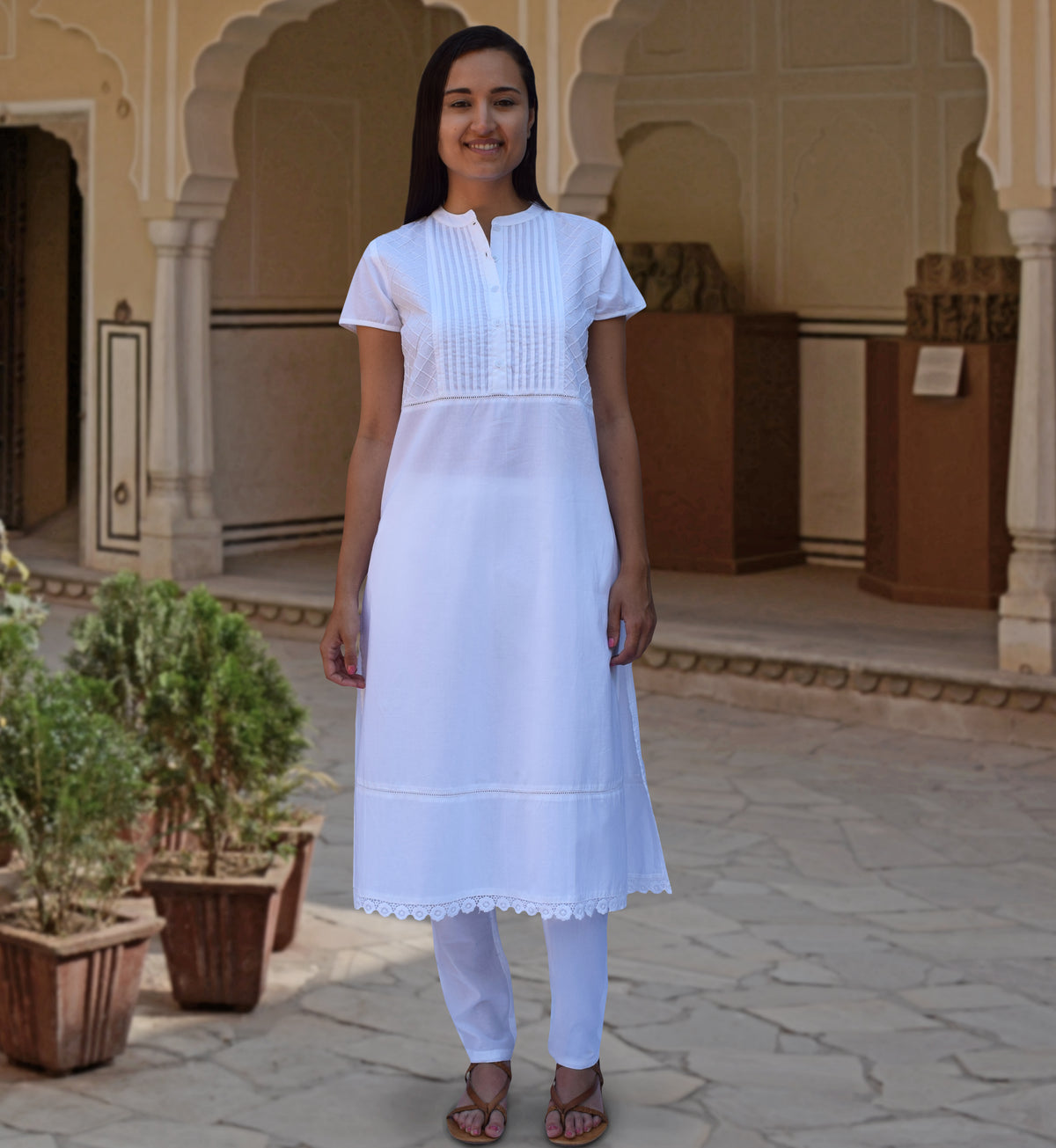 PIKU Pure Soft Cotton Pleated Pintuck Long Tunic Kurta Dress: Made to Order/Customizable