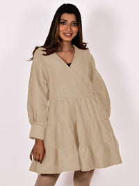 STELLA Cotton-Linen Frill Wrap Dress: Made to Order/Customizable