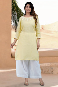 TISTA Linen-Cotton Hand Embroidered Tunic Kurti: Made to Order/Customizable