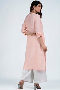 UDITA Linen-Cotton Hand Embroidered Tunic Kurti: Made to Order/Customizable
