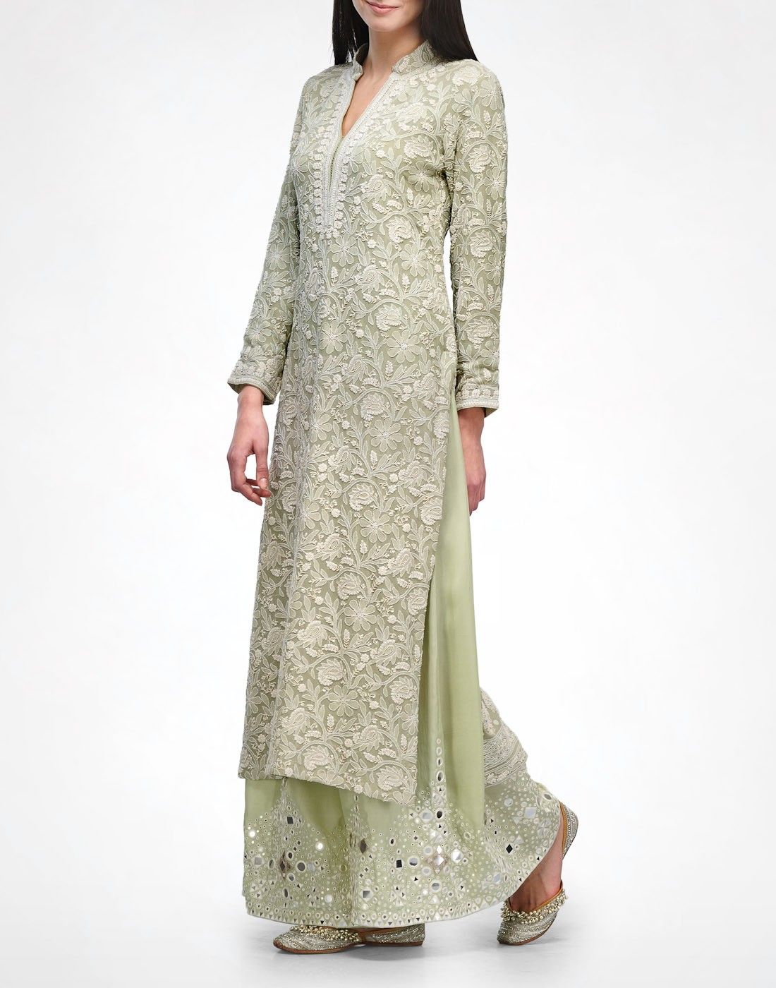 Amrita Pure Georgette Chikankari Hand Embroidered Festive Kurta Dress, Suit Set